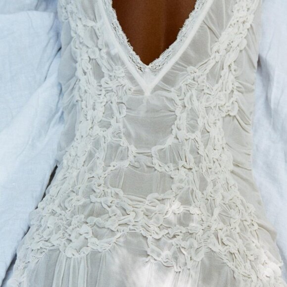 ZARA SEMI-SHEER TEXTURED DRESS - Picture 2 of 8